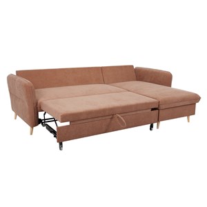 Canapé d'angle convertible réversible avec coffre 3-4 places terre brûlée driss