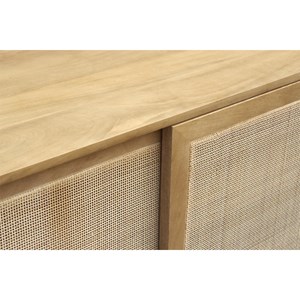 Buffet en bois manguier et cannage rotin 3 portes coulissantes l180 cm acange