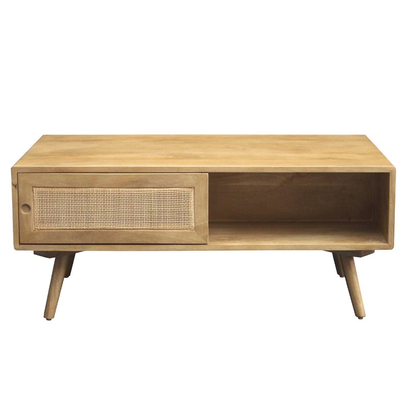 Table basse rectangulaire avec rangements en bois manguier massif l100 cm acange