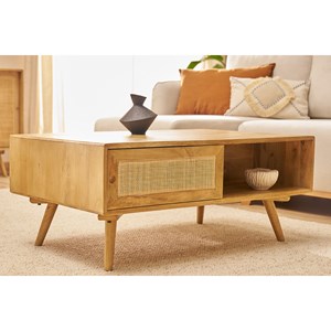 Table basse rectangulaire avec rangements en bois manguier massif l100 cm acange