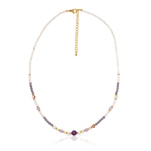 Ensemble de bracelet et collier assortis en améthyste, pierres shoushan.