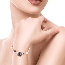 Ensemble bracelet et collier assortis. Design baroque avec pendentif.