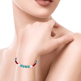 Ensemble de bracelet et collier assortis en turquoise, cristal.