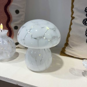 Lampe décorative champi tacheté blanche