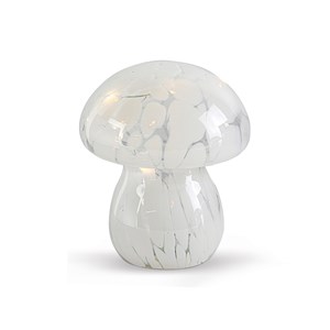 Lampe décorative champi tacheté blanche