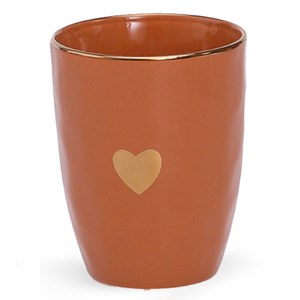 Coffret 2 tasses en faïence ocre et