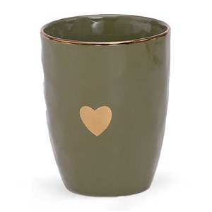 Coffret 2 tasses en faïence kaki et