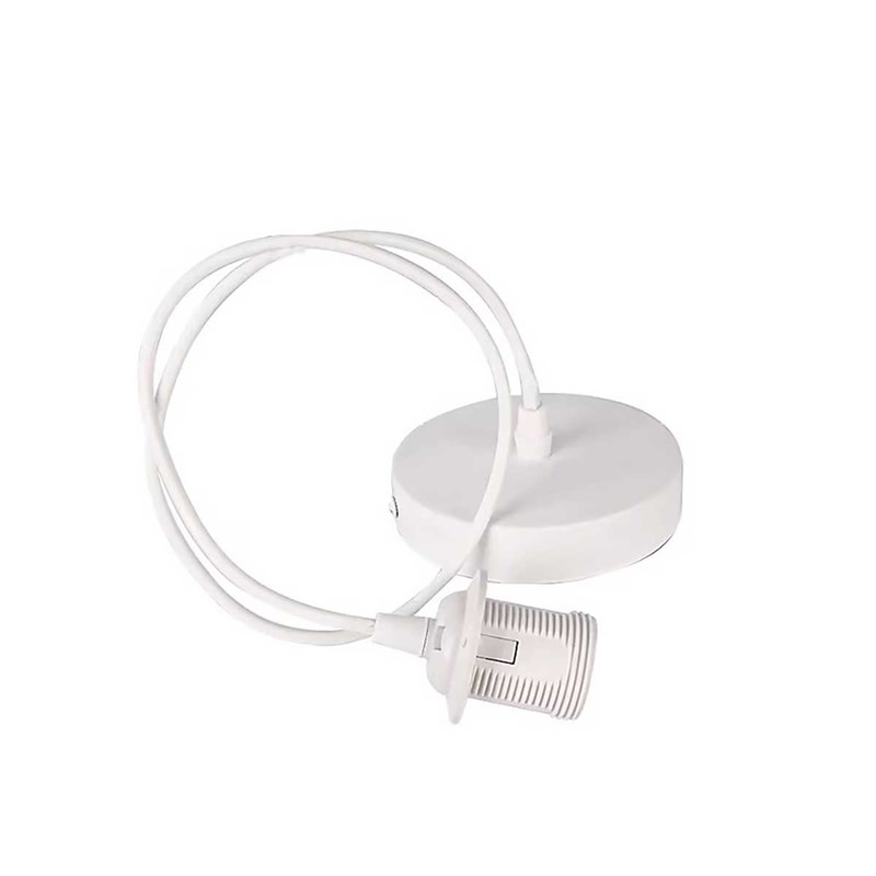 Monture e27 avec douille blanche et cordon pvc blanc