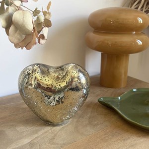 Déco cœur led doré vieilli à poser