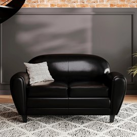 Canapé 2 places noir en croute de cuir enduite - club