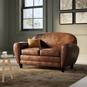 Canapé 2 places marron vieilli en microfibre - club