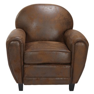 Fauteuil marron vieilli en microfibre - club