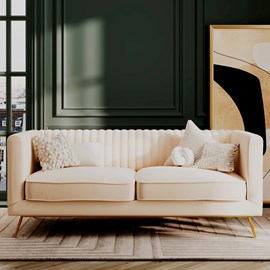 Canapé 2 places en velours beige - gatsby