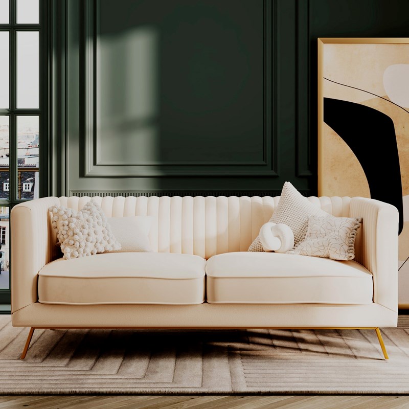 Canapé 2 places en velours beige - gatsby