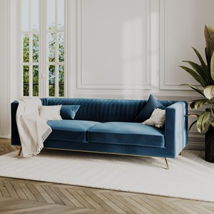 Canapé 3 places en velours bleu foncé - gatsby