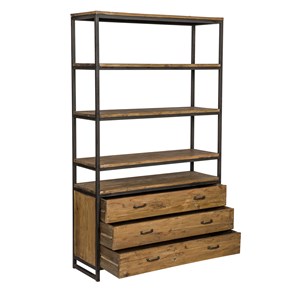 Bibliothèque en bois recyclé 3 tiroirs et 4 étagères - paname