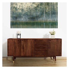 Buffet en bois massif 3 portes 3 tiroirs et détails dorés - colombo