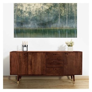 Buffet en bois massif 3 portes 3 tiroirs et détails dorés - colombo