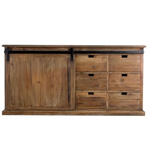 Buffet en bois recyclé, 6 tiroirs et 1 porte coulissante - sari