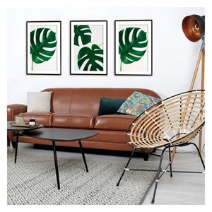 Canapé 3 places camel en croute de cuir enduite - club