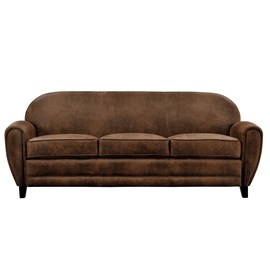 Canapé 3 places marron vieilli en microfibre - club