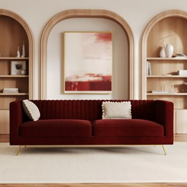 Canapé 3 places en velours bordeaux - gatsby