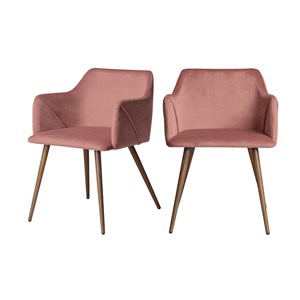 Lot de 2 chaises avec accoudoirs en velours rose - daisy