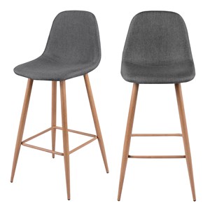 Lot de 2 chaises de bar 72.5 cm en tissu gris - fredrik