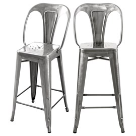 Lot de 2 chaises pour îlot central 67 cm en métal chrome - indus