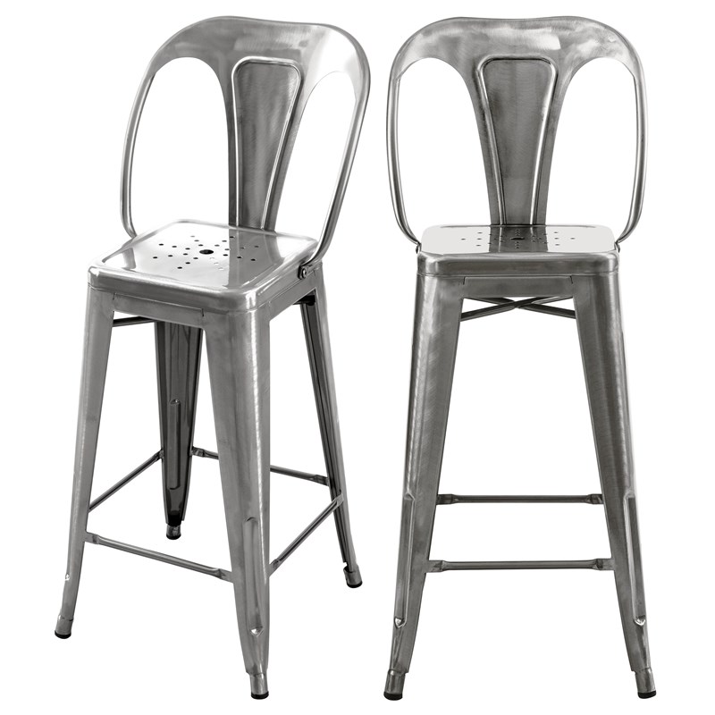 Rendez-vous Déco - Lot de 2 chaises pour îlot central 67 cm en métal chrome - indus
