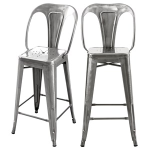 Lot de 2 chaises pour îlot central 67 cm en métal chrome - indus