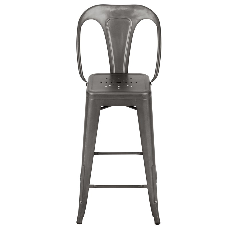 Lot de 2 chaises pour îlot central 67 cm en métal gris acier - indus