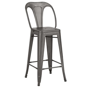 Lot de 2 chaises pour îlot central 67 cm en métal gris acier - indus