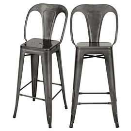 Lot de 2 chaises pour îlot central 67 cm en métal gris anthracite - indus