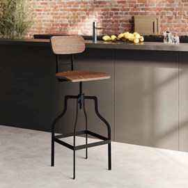 Chaise de bar vintage réglable en hauteur 66-85 cm en bois - retro