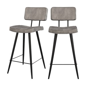 Lot de 2 chaises pour îlot central 66 cm en cuir synthétique gris - texas