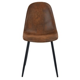 Lot de 2 chaises en microfibre marron effet vieilli - malrik