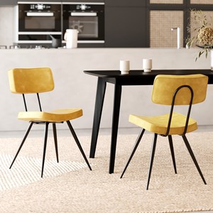 Lot de 2 chaises en cuir synthétique jaune - texas