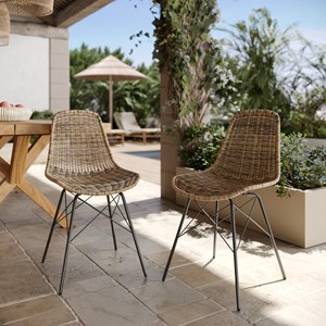 Lot de 2 chaises de jardin en résine tressée marron - tiptur