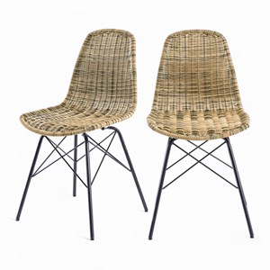 Lot de 2 chaises en résine tressée marron - tiptur