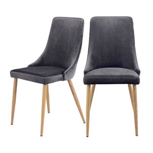 Lot de 2 chaises en velours gris - vinni