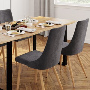 Lot de 2 chaises en velours gris - vinni