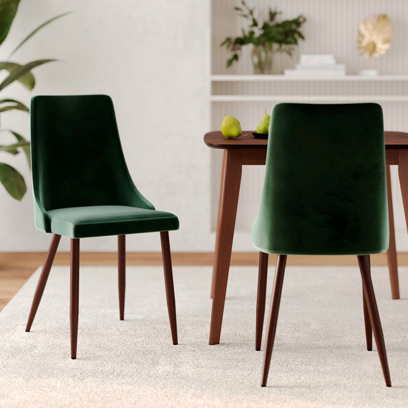 Lot de 2 chaises en velours vert - vinni