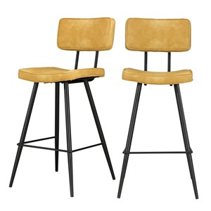 Lot de 2 chaises de bar mi-hauteur 66 cm cuir synthétique jaune - texas