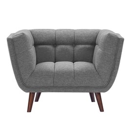 Fauteuil capitonné en tissu gris - carmen