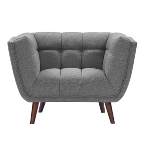 Fauteuil capitonné en tissu gris - carmen