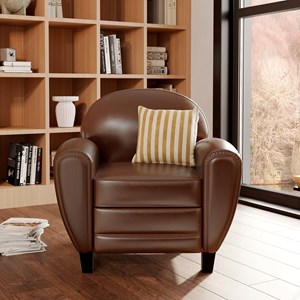 Fauteuil marron en croute de cuir enduite - club