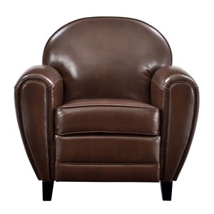 Fauteuil marron en croute de cuir enduite - club