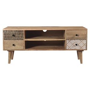 Meuble tv en bois de manguier à motifs 117 cm - tali