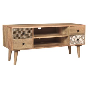 Meuble tv en bois de manguier à motifs 117 cm - tali